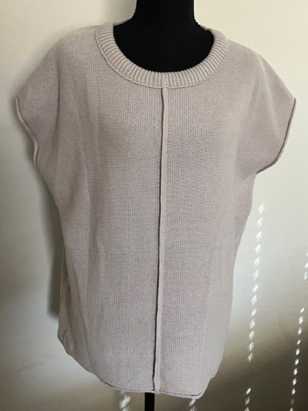 Neutral Taupe Knit Top XL/Short sleeve Boxy Lightweight Sweater NWOT